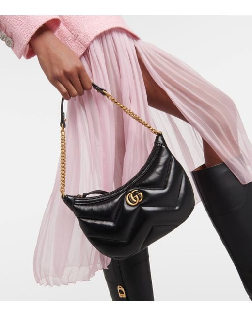 Gucci Black GG Marmont Small Matelasse Leather Shoulder Bag