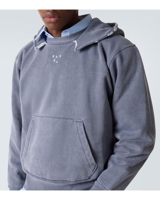 Our Legacy Blue Relic Distressed Cotton Jersey Hoodie for men