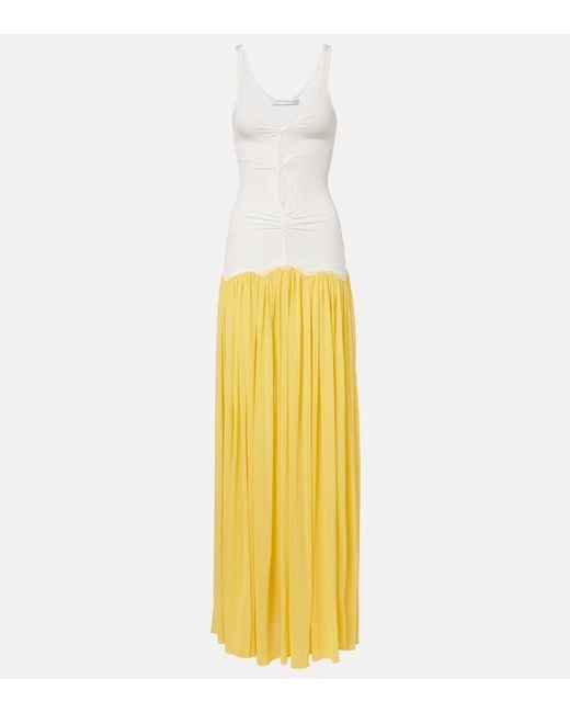Christopher Esber Metallic Verner Cutout Lace-Trimmed Jersey Maxi Dress