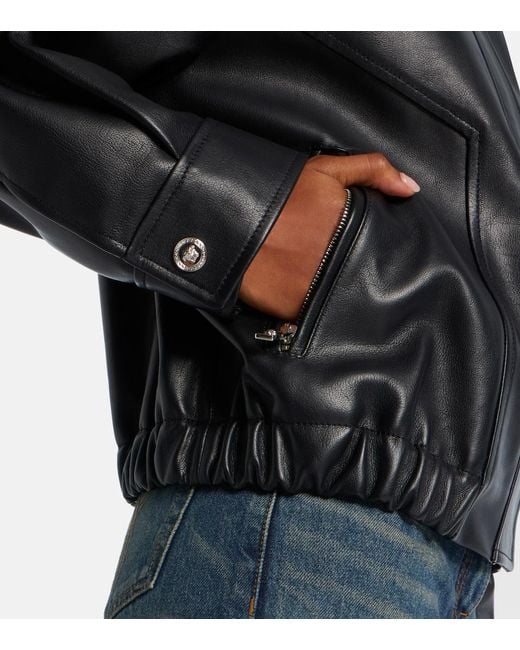 Versace Black Leather Blouson Jacket