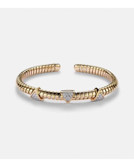 Marina B Metallic Trisolina 3 Station 18Kt Cuff Bracelet With Diamonds