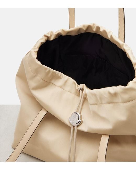 Moncler Natural New Trick Leather-Trimmed Tote Bag