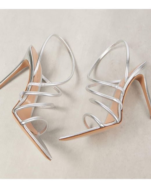 Gianvito Rossi White Ettie 105 Metallic Leather Sandals