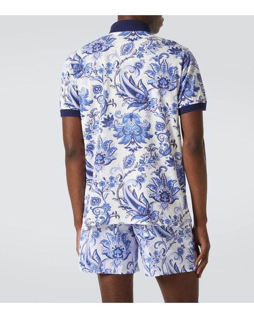 Polo De Pique De Algodon Floral Etro de hombre de color Blue