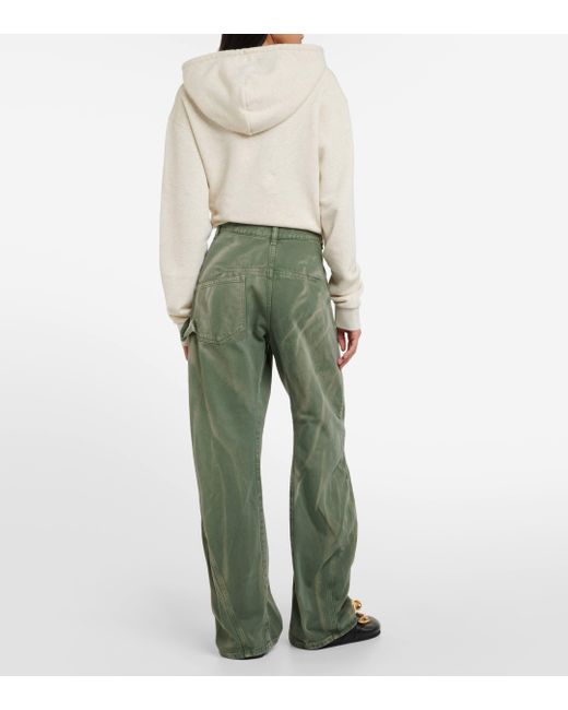 J.W. Anderson Green Twisted High-rise Straight Jeans