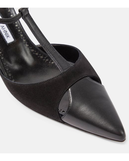 Manolo Blahnik Black Gala 50 Embellished Leather Sandals