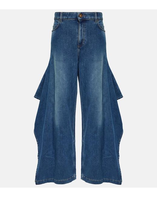 Burberry Blue High-rise Wide-leg Jeans