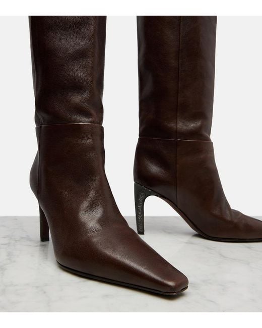Brunello Cucinelli Brown Monili Leather Knee-High Boots