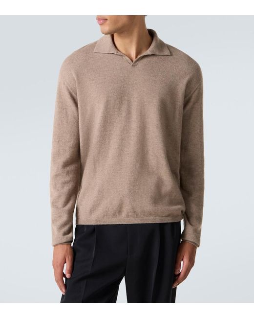 The Row Natural Franz Cashmere Polo Sweater for men
