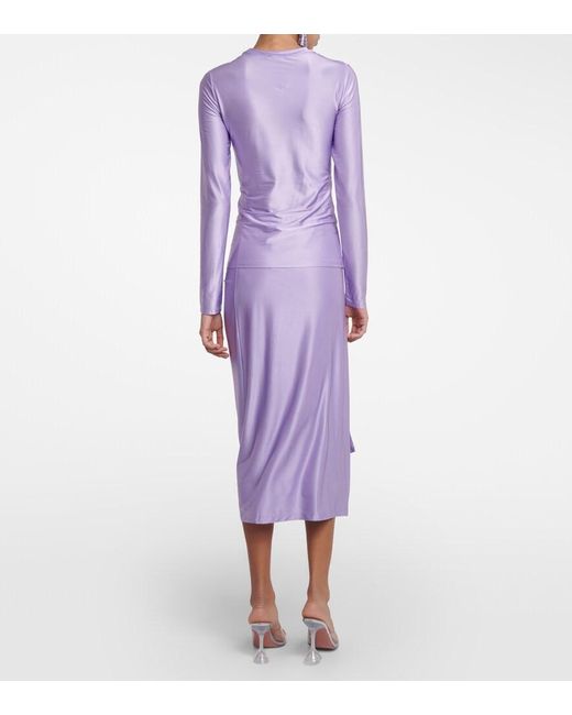 Rabanne Purple Gathered Satin Top