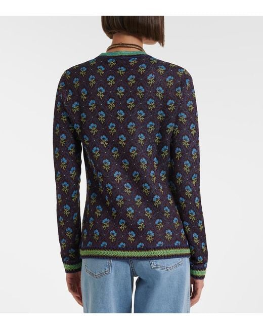 Etro Blue Floral Jacquard Cardigan