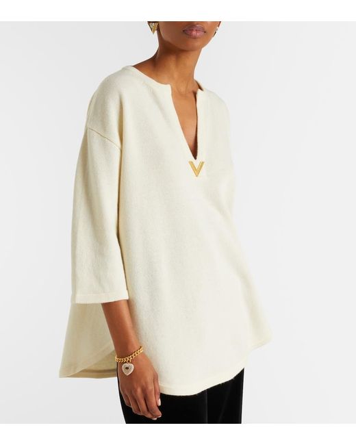 Valentino White Vgold Virgin Wool Sweater