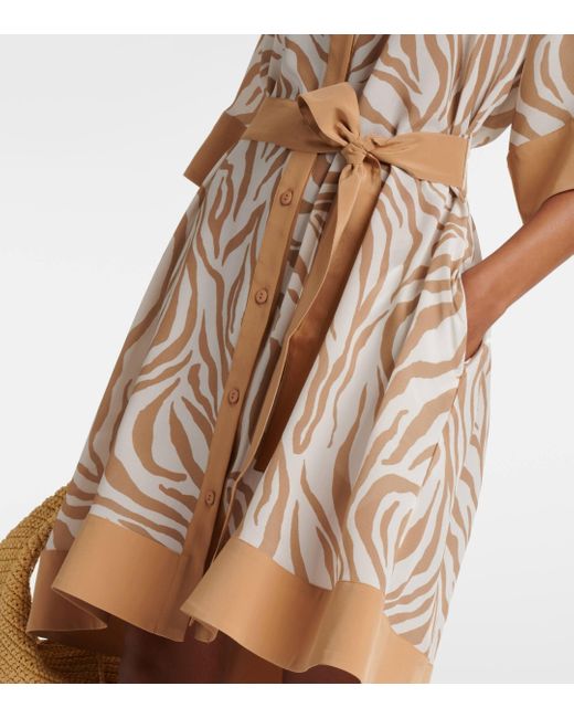 Max Mara Natural Ostenda Zebra-print Silk Wrap Dress