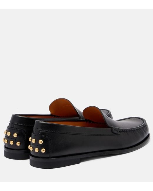 Tod's Black Studded Leather Loafers