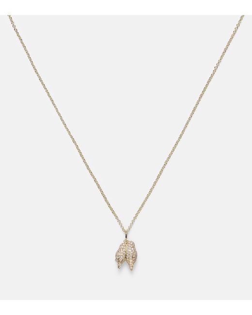 Sydney Evan Metallic Lovebirds 14Kt Necklace With Diamonds