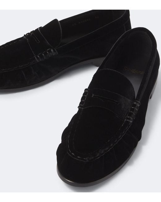 Saint Laurent Black Le Loafer Velvet Penny Loafers for men
