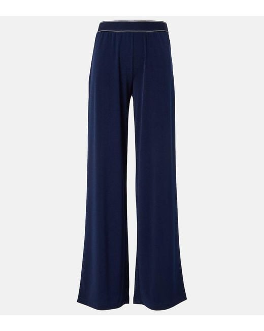 Vince Blue Mid-Rise Jersey Wide-Leg Pants