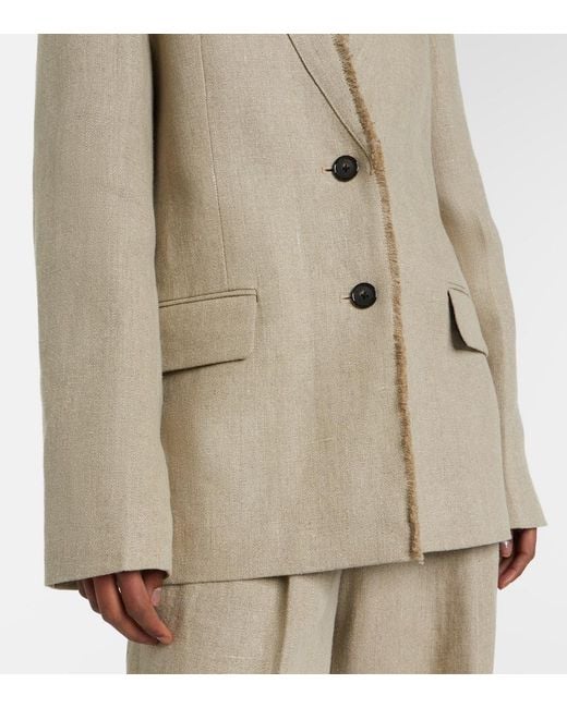 Totême Natural Frayed Linen Blazer