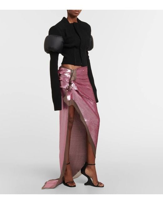 Falda larga Edfu de chifon adornada Rick Owens de color Pink