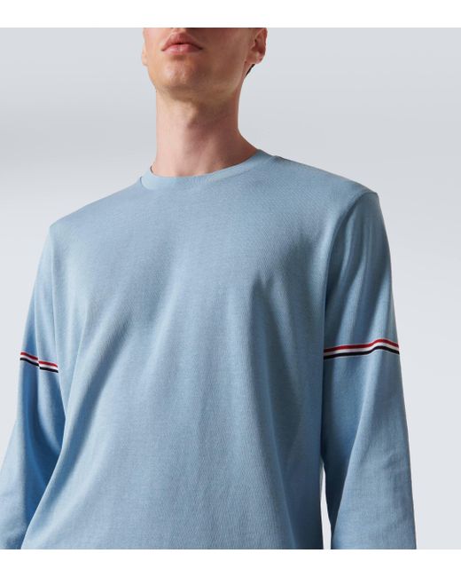 Thom Browne Blue Rwb Stripe Cotton Top for men