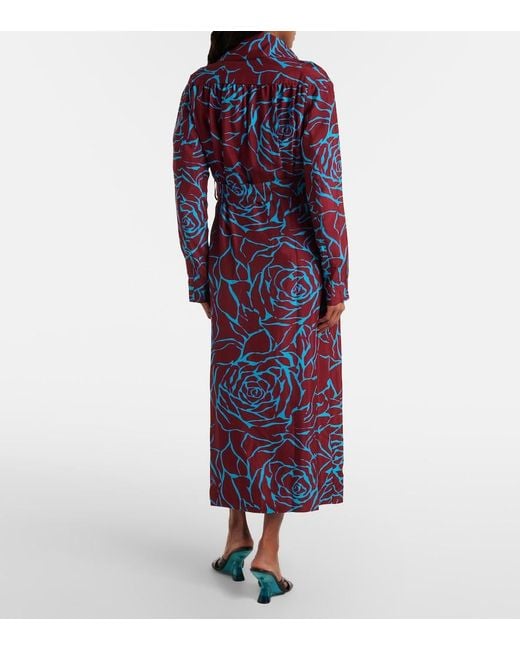 Dries Van Noten Blue Printed Twill Coat