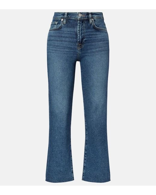 7 For All Mankind Blue Alexa High-Rise Cropped Straight Jeans