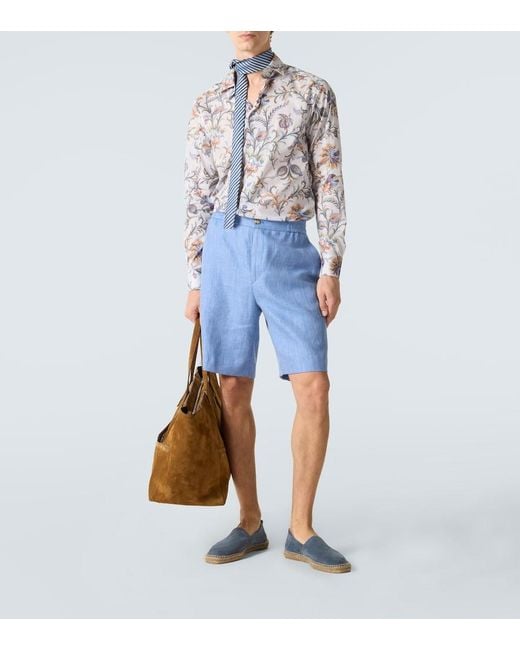 Etro White Floral Cotton Shirt for men