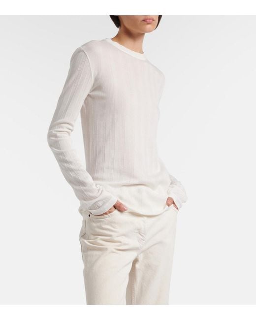 The Row White Dantea Cotton Jersey Top