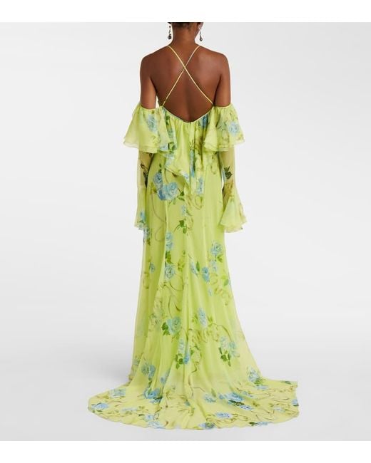 Blumarine Green Robe Aus Seiden-Crepe