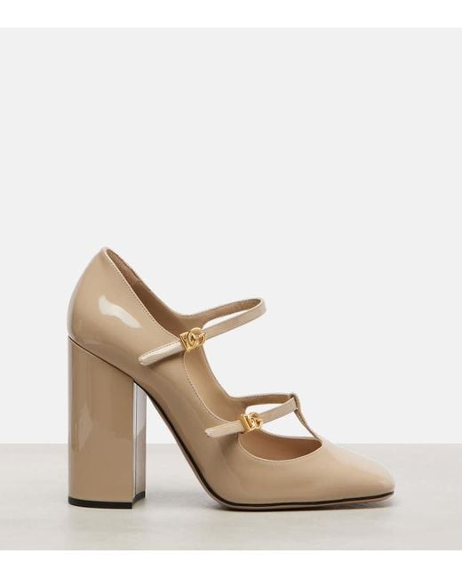 Dolce & Gabbana Natural Mary-Jane-Pumps Dg 105 Aus Lackleder