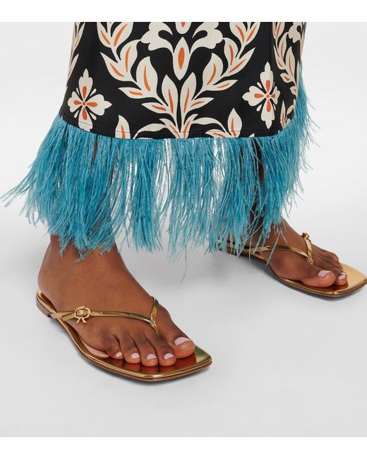 Gianvito Rossi Natural Mirrored Leather Thong Sandals