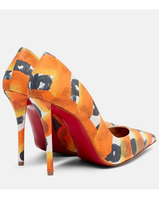 Christian Louboutin Orange Miss Z Canvas Pumps 100