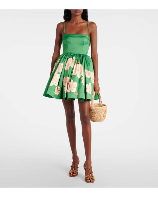 ALÉMAIS Green Floral Gathered Minidress