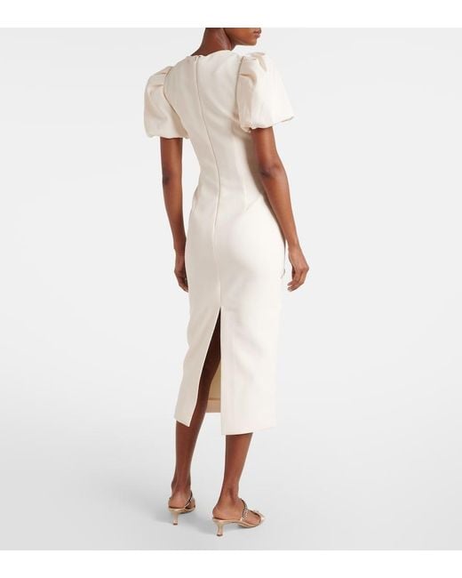 Rebecca Vallance Natural Embellished Crepe Cocktail Dress