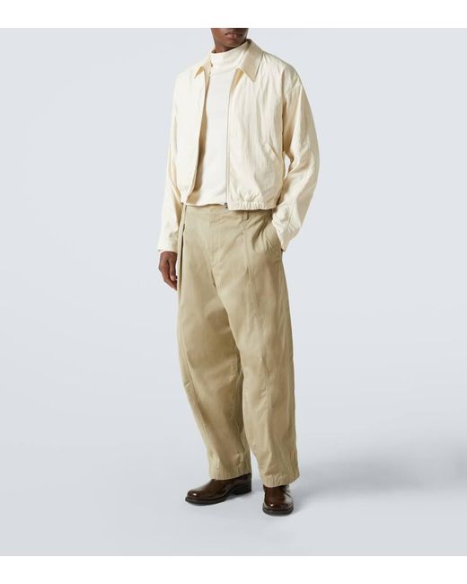 Pantalones Tapered Maxi Pleated En Sarga De Algodon Lemaire de hombre de color Natural