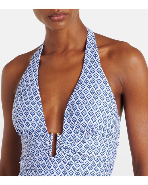 Heidi Klein Blue Cape Cod Printed Halterneck Swimsuit