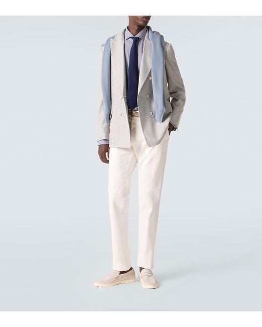 Brunello Cucinelli Blue Cotton Poplin Shirt for men