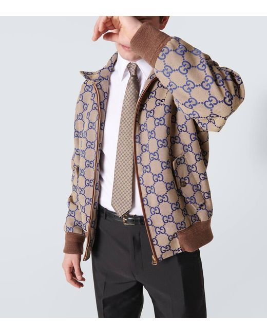 Cravatta GG in seta jacquard di Gucci in Natural da Uomo