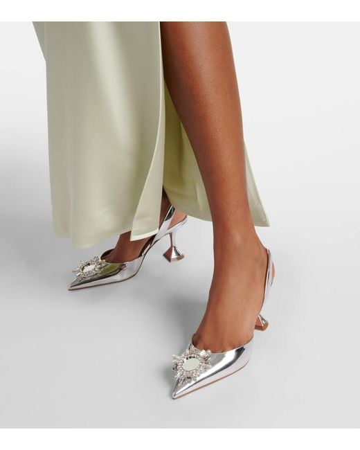 AMINA MUADDI Metallic Begum 70 Mirrored Leather Slingback Pumps