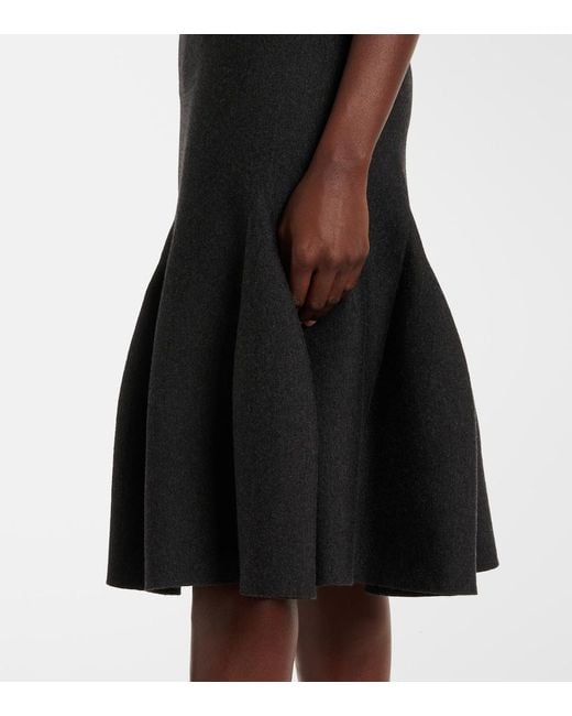 Alaïa Black Wool-Blend Midi Skirt