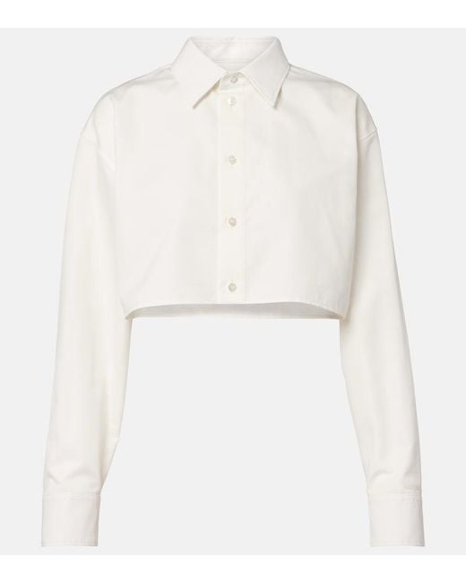 Balenciaga White Cropped Cotton And Silk Poplin Shirt