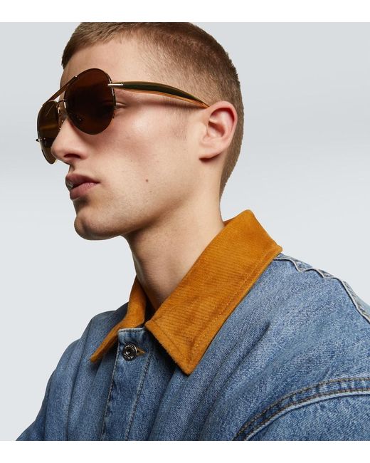 Bottega Veneta Brown Aviator Sunglasses for men
