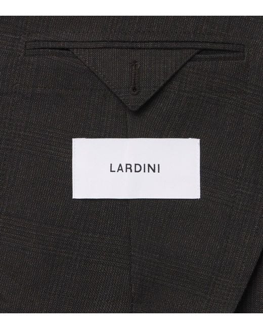 Lardini Black Checked Double-Breasted Virgin Wool Blazer for men