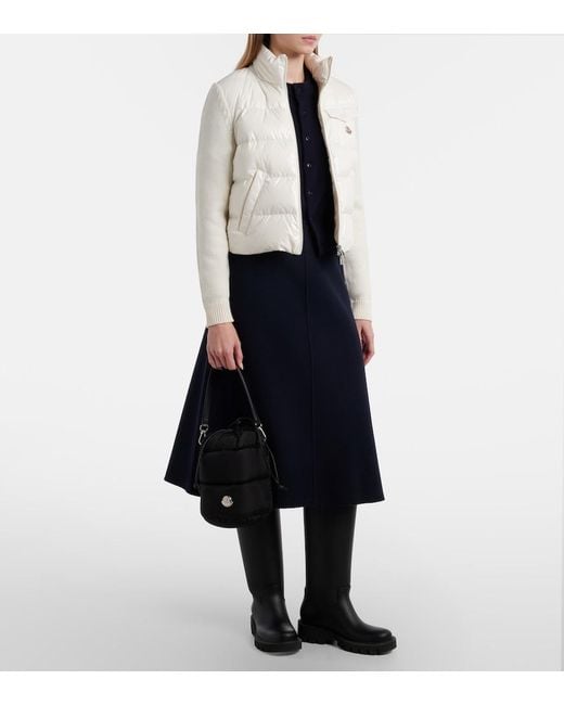 Moncler White Down-Paneled Wool Cardigan