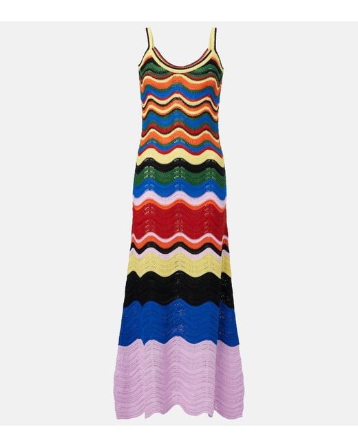 LaDoubleJ White Chevron Crochet Cotton Maxi Dress