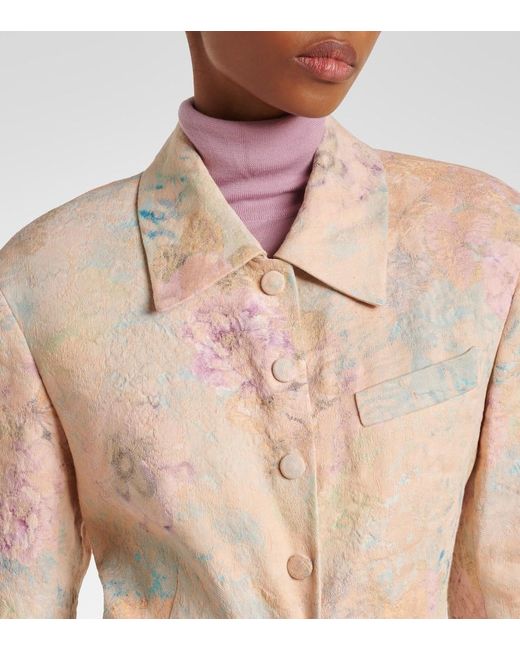 Blazer En Jacquard De Lin Melange A Fleurs Dries Van Noten en coloris Natural