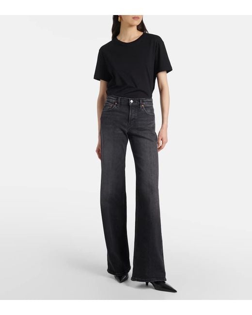 Jeans A Gamba Larga E Vita Media di Re/done in Black