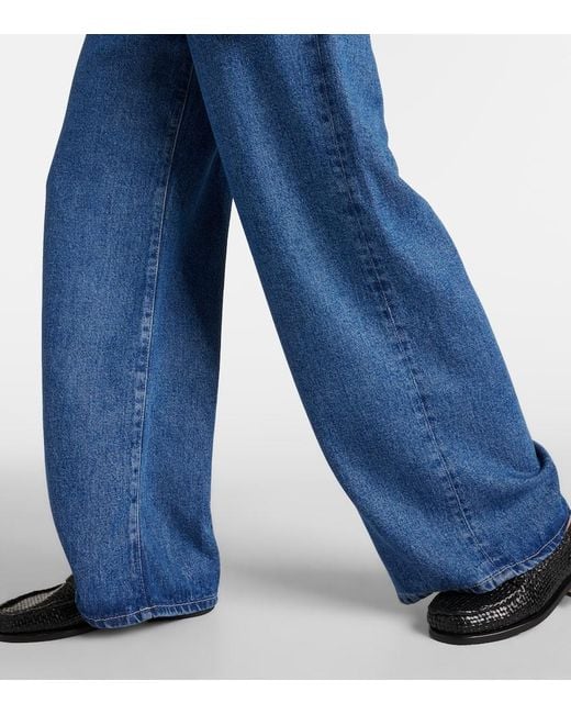 Jeans A Gamba Larga E Vita Alta di FRAME in Blue