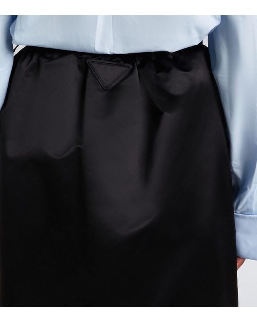 Prada Black Silk Satin Midi Skirt