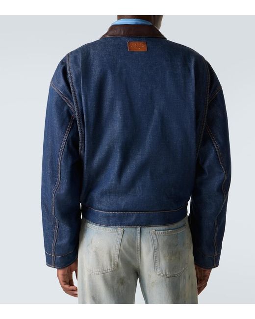 Chaqueta De Denim Con Piel Acne de hombre de color Blue